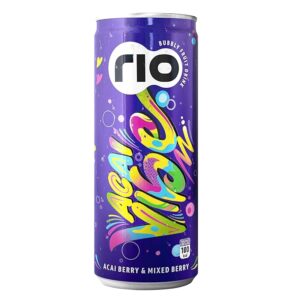 Rio Acai Berry Bubbly Fruit Drink Can | Soft Drink | Exotic Fruit Juice + Fizz | Rich in Vitamin C and Honey | Pack of 12 | 250 ml