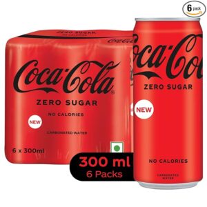 Coca-Cola Coke Zero Sugar Cola Cold Drink | Soft Drink With No Calories | Zero Sugar Drink | Recyclable Can, 300 Ml (Pack Of 6)