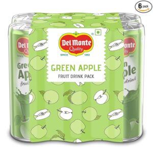 Del Monte Green Apple Fruit Drink (Pack of 6) - Crisp, Tangy & Ideal for Mocktails & Cocktails |No added preservatives