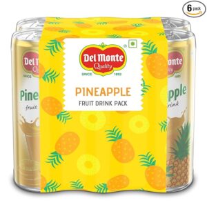 Del Monte Pineapple Fruit Drink (Pack of 6) - Tropical Taste, Real Pineapple Crush, Perfect for Cocktails & Mocktail | No added Preservatives