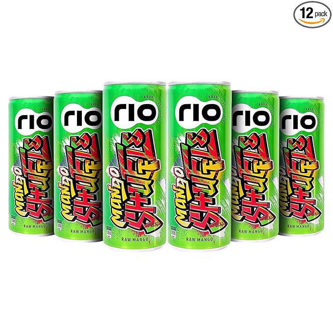 Rio Raw Mango Bubbly Fruit Drink Can | Soft Drink | Exotic Fruit Juice + Fizz | Rich In Vitamin C and Honey | Pack of 12 | 250 ml