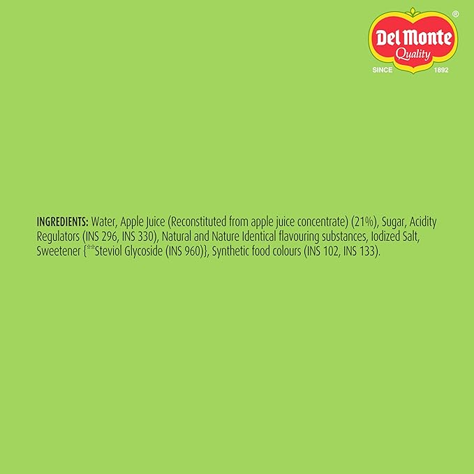 Del Monte Green Apple Fruit Drink (Pack of 6) - Crisp, Tangy & Ideal for Mocktails & Cocktails |No added preservatives - Image 2