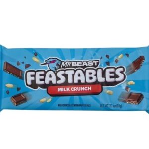 Mr.Beast Feastables Milk Crunch Chocolate With Rice Puffed Smoothness Delicious Texture Bar 60gm New Pack (IMPORTED)