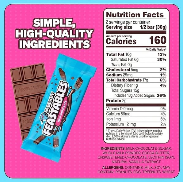 Mr.Beast Milk Chocolate Bar 60g - Image 2