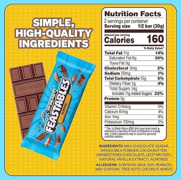 Mr.Beast Almond Milk Chocolate Bar 60g - Image 2